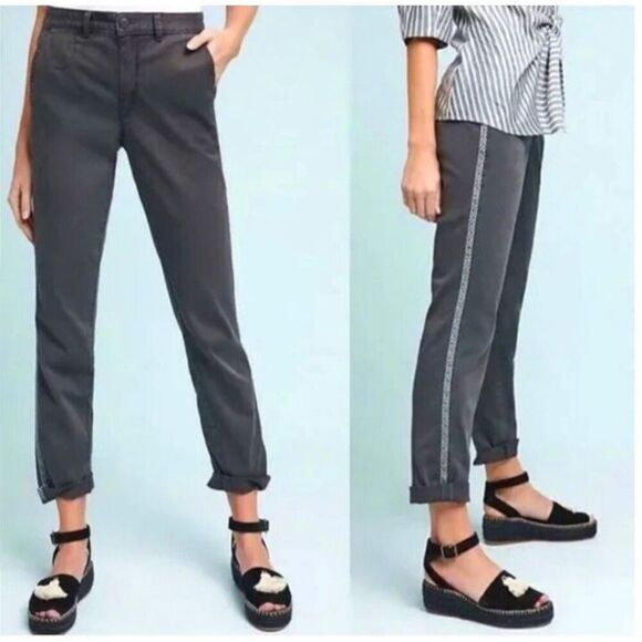 CHINO by Anthropologie Relaxed Fit Pant Size 30 Side Tuxedo Stripe - Picture 1 of 7